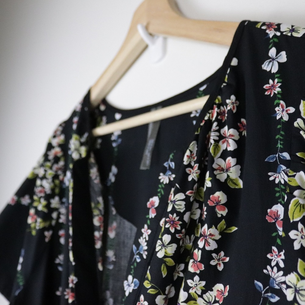 Anthropologie Somerset Maxi Dress Black Floral 3X Tiered Smocked - Picture 6 of 12